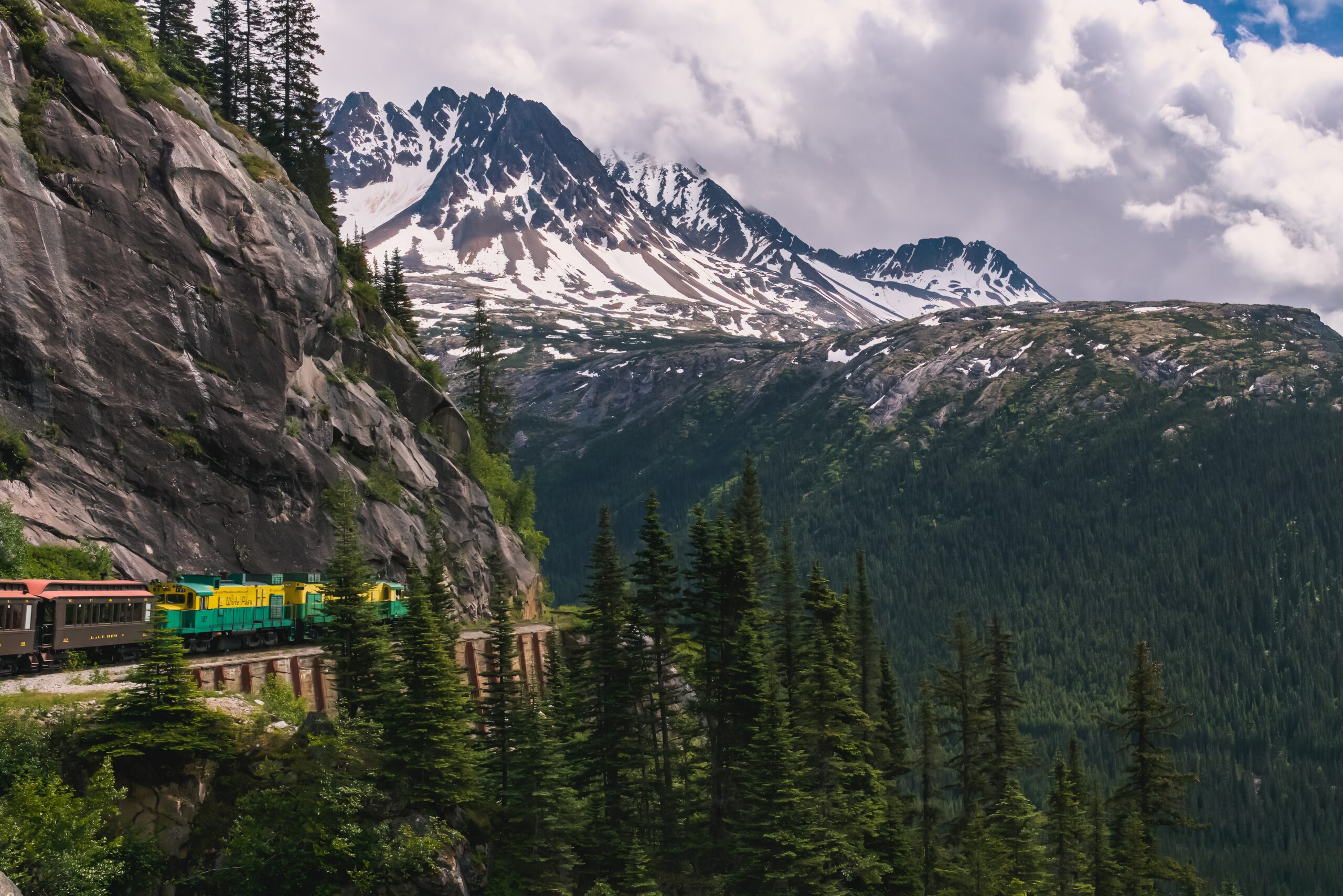 Train on the side of a mountain